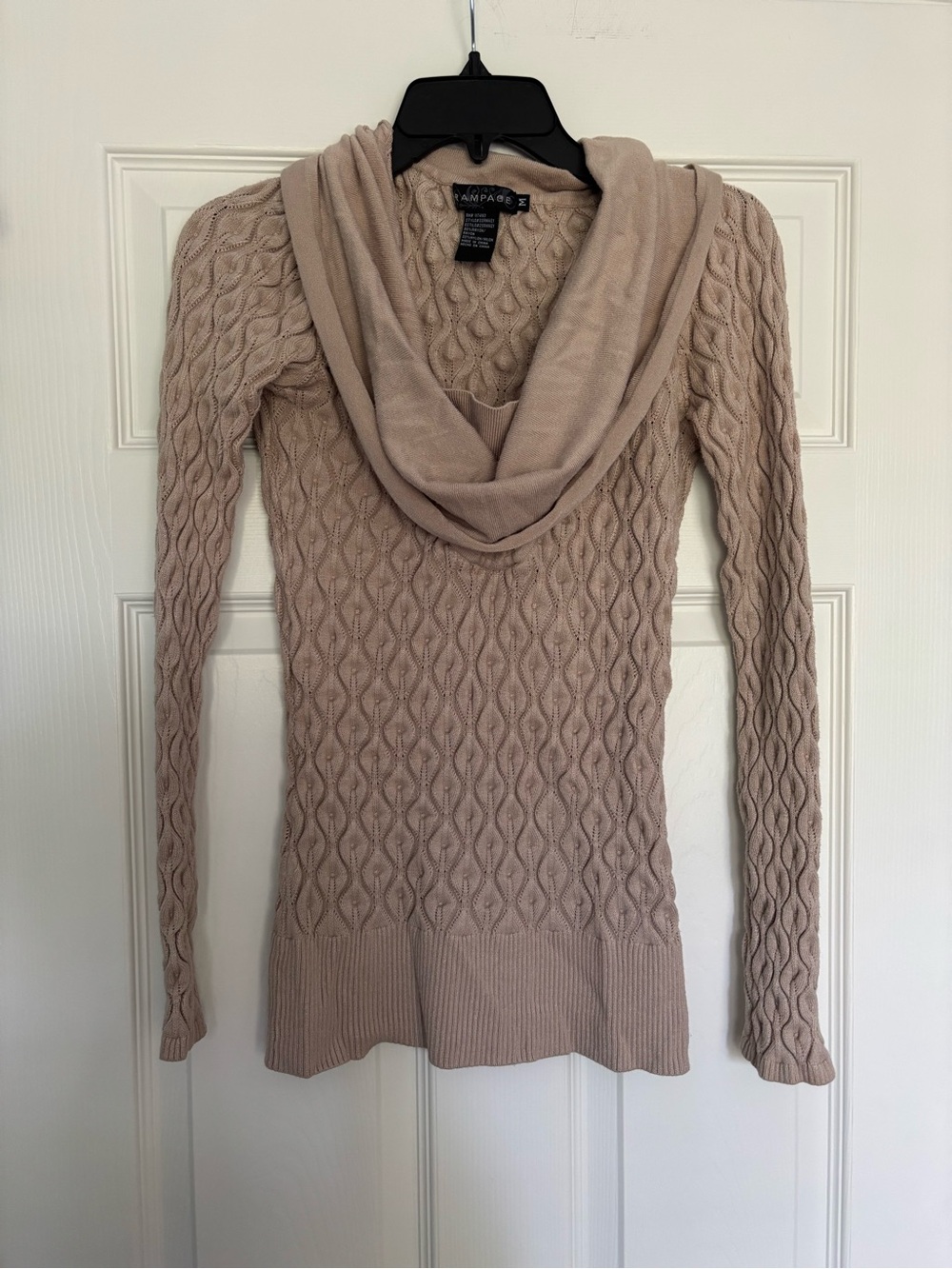 Rampage Cable Knit Tan Cowl Sweater